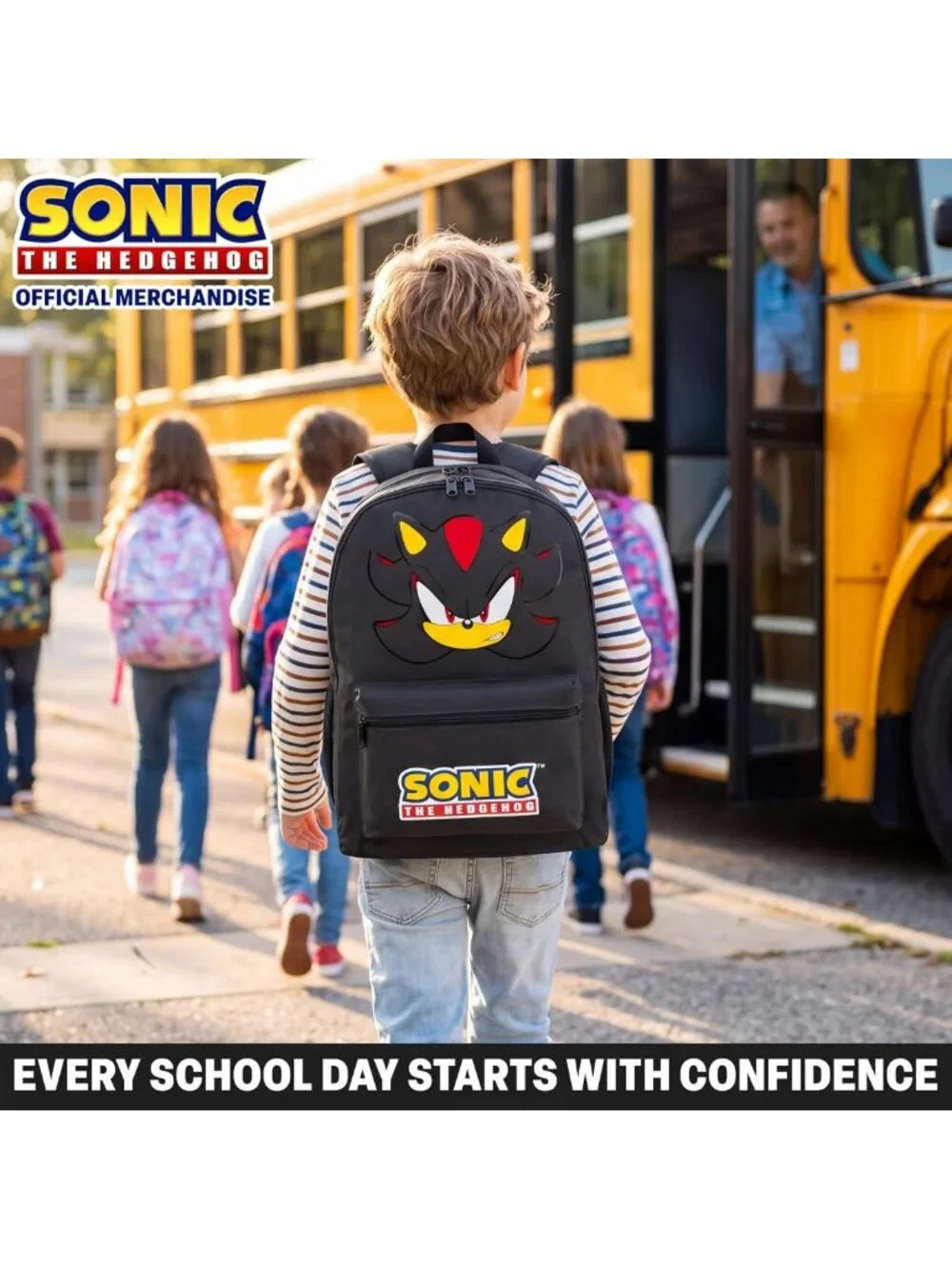 Sonic The Hedgehog Boys Backpack - Padded, Adjustable Straps, 18